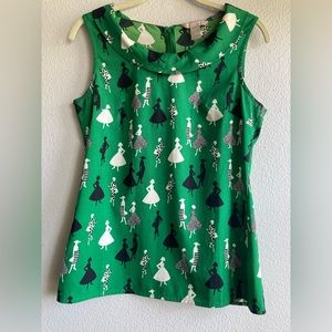 Banana Republic Kelley Green Retro print top